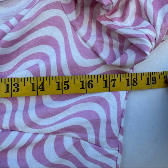 Elodie Abstract Warped Print Long Sleeve Crop Top Pink / White Women Size XL - Picture 6 of 13
